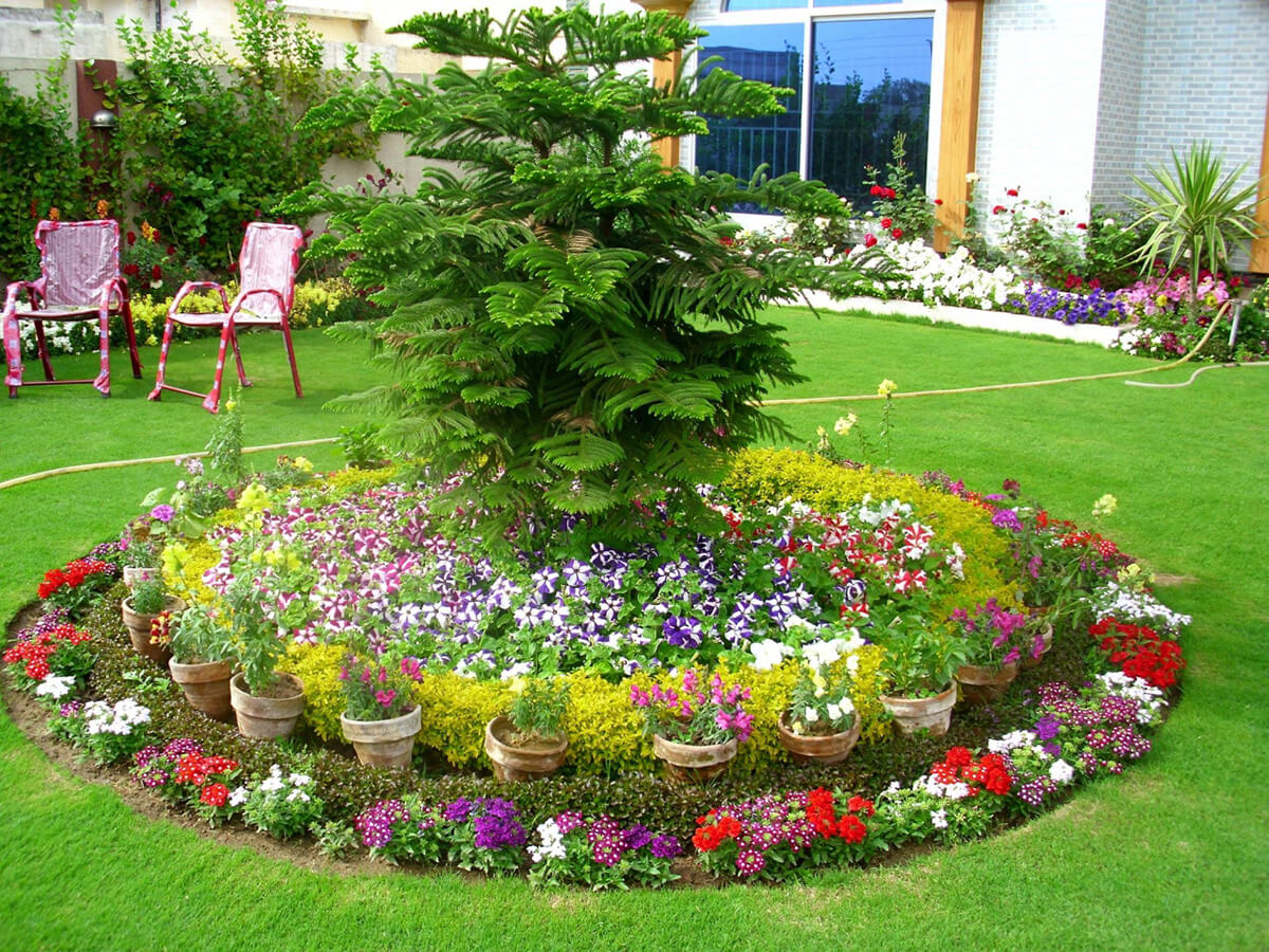 jardim grande com flores