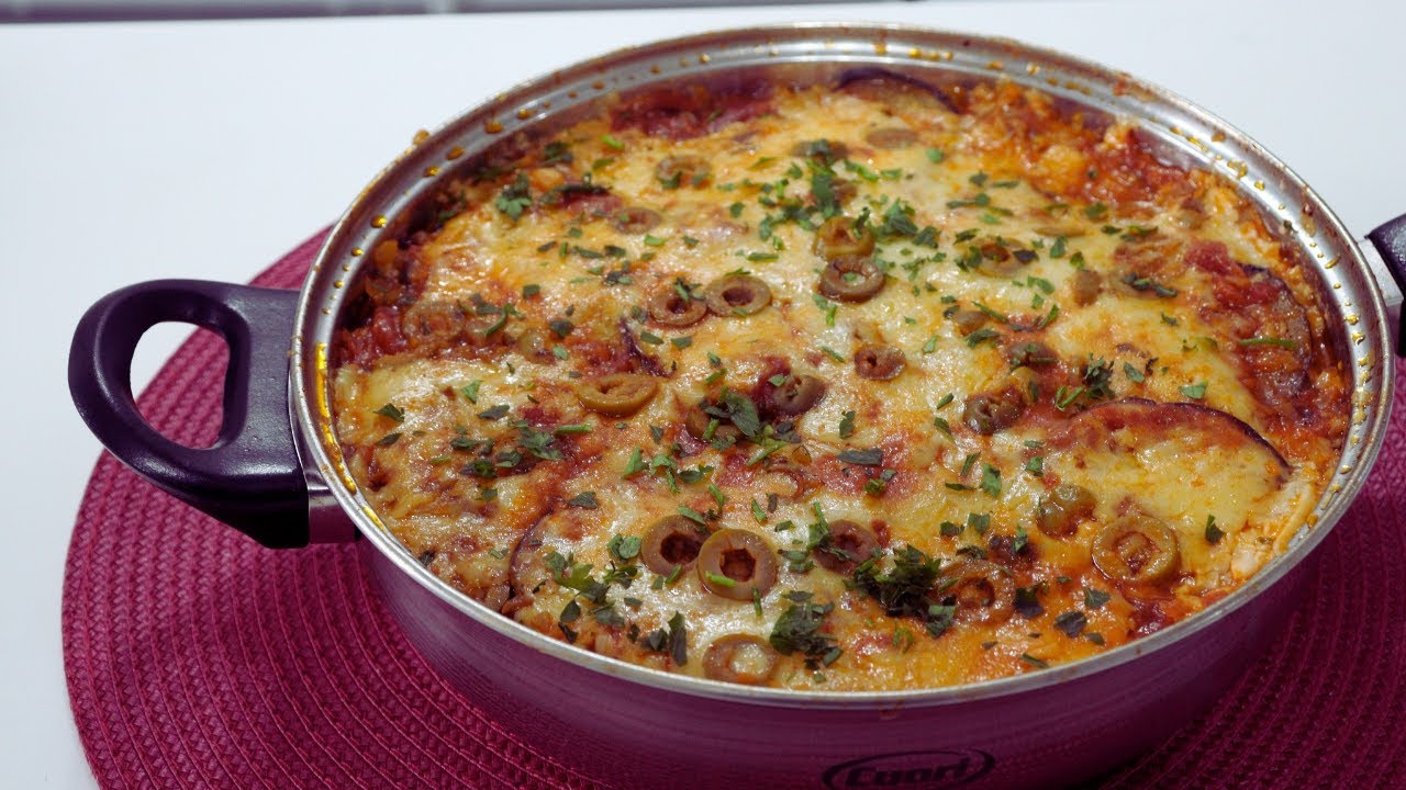 Receita de Lasanha de Berinjela na Frigideira, sem fritura ou ir ao forno. É simples e rápida!