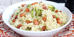 Arroz com Brócolis e Bacon