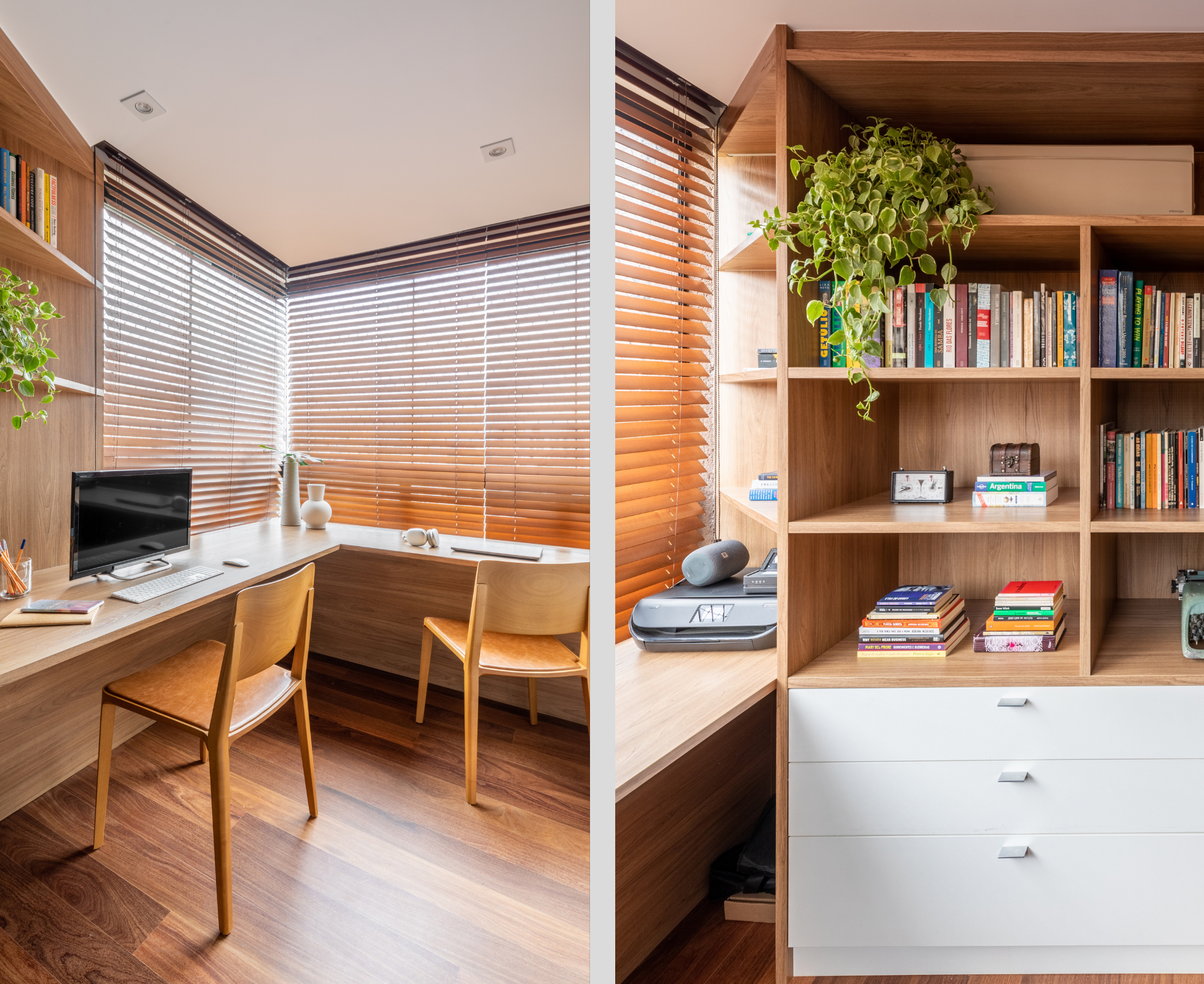 home office amplo em apartamento