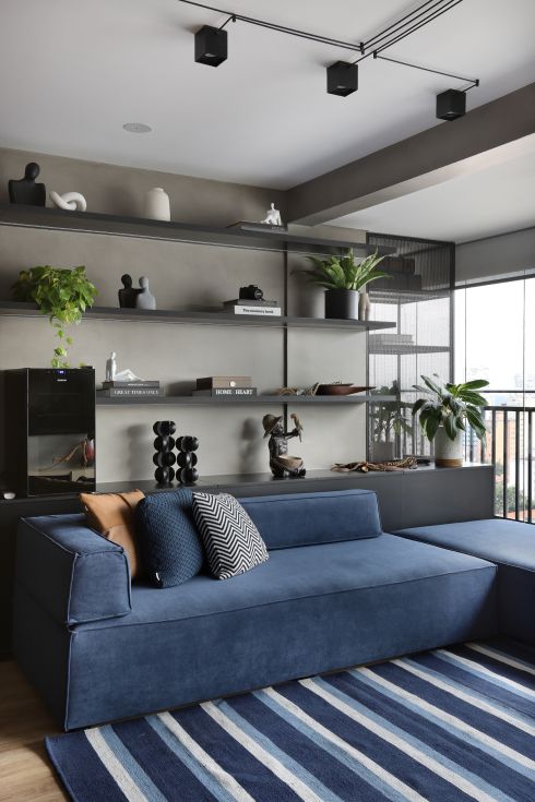 sofa suede azul