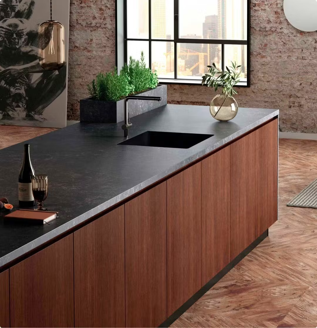 bancada de cozinha de silestone preto