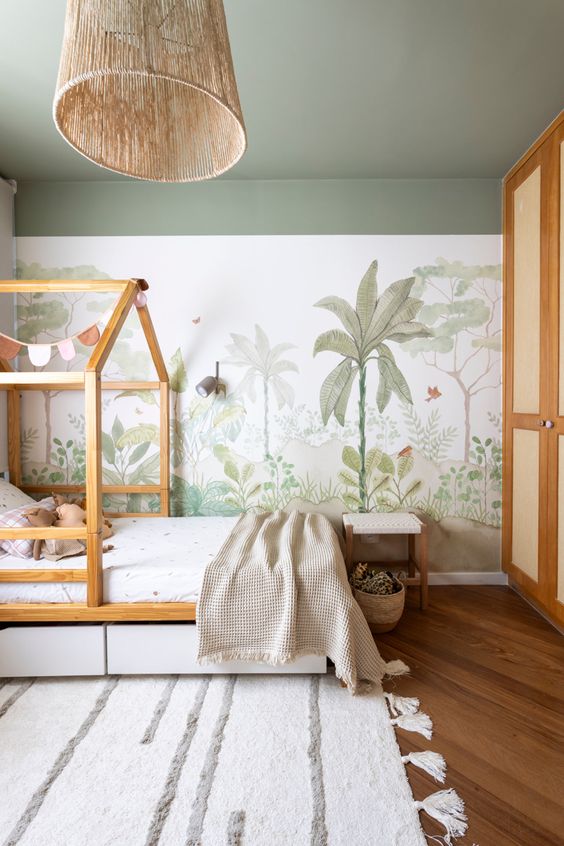 quarto infantil verde floresta