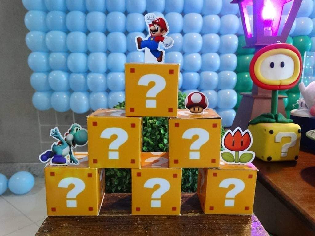 caixa cubo tema mario bros para aniversário