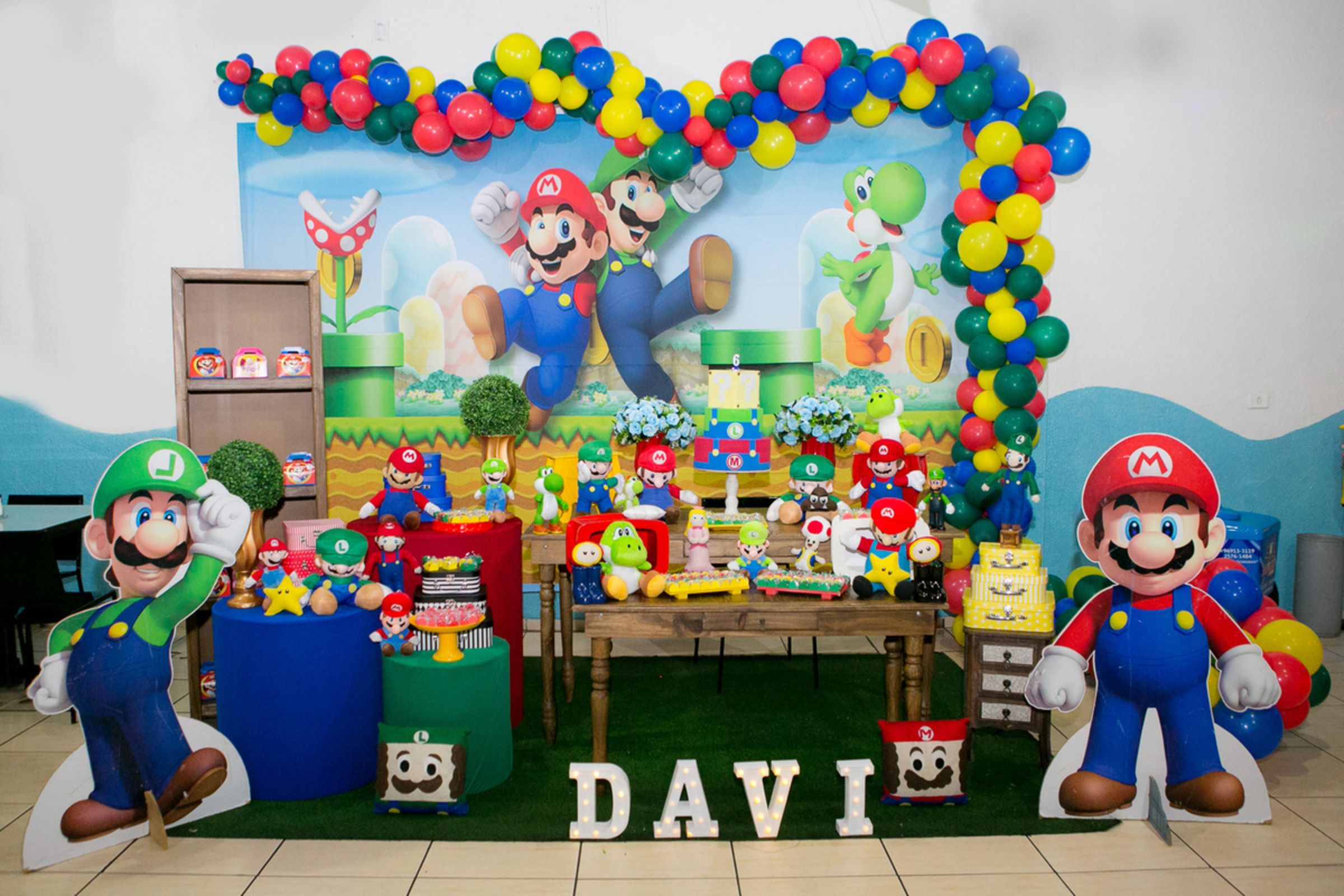 decoração de aniversário com tema mario bros