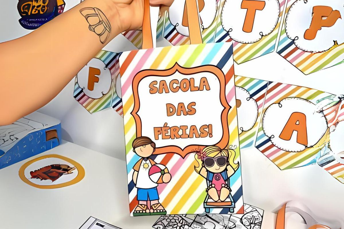 lembrancinha de férias escolares sacolinha