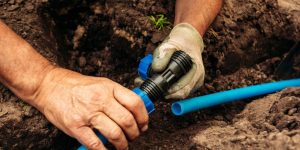 sistema de drenagem em jardim