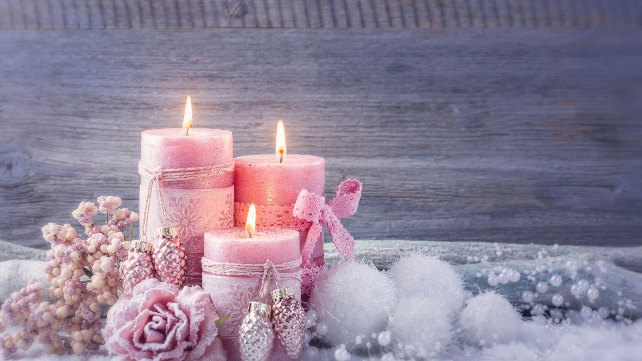 velas cor-de-rosa de natal