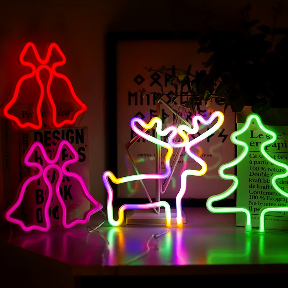 elementos decorativos de natal de neon