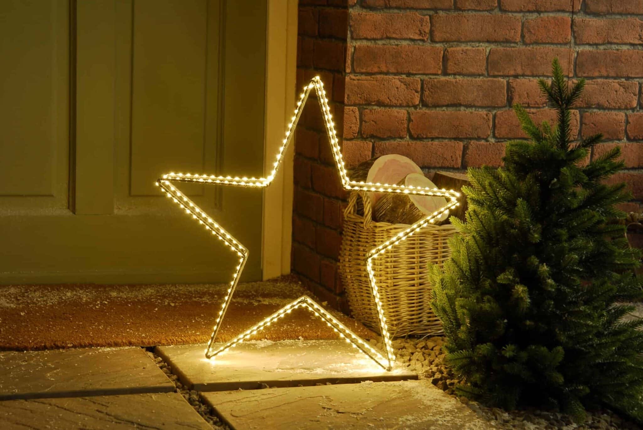 estrela decorativa de LED branco quente