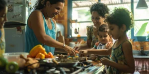 familia brasileira na cozinha