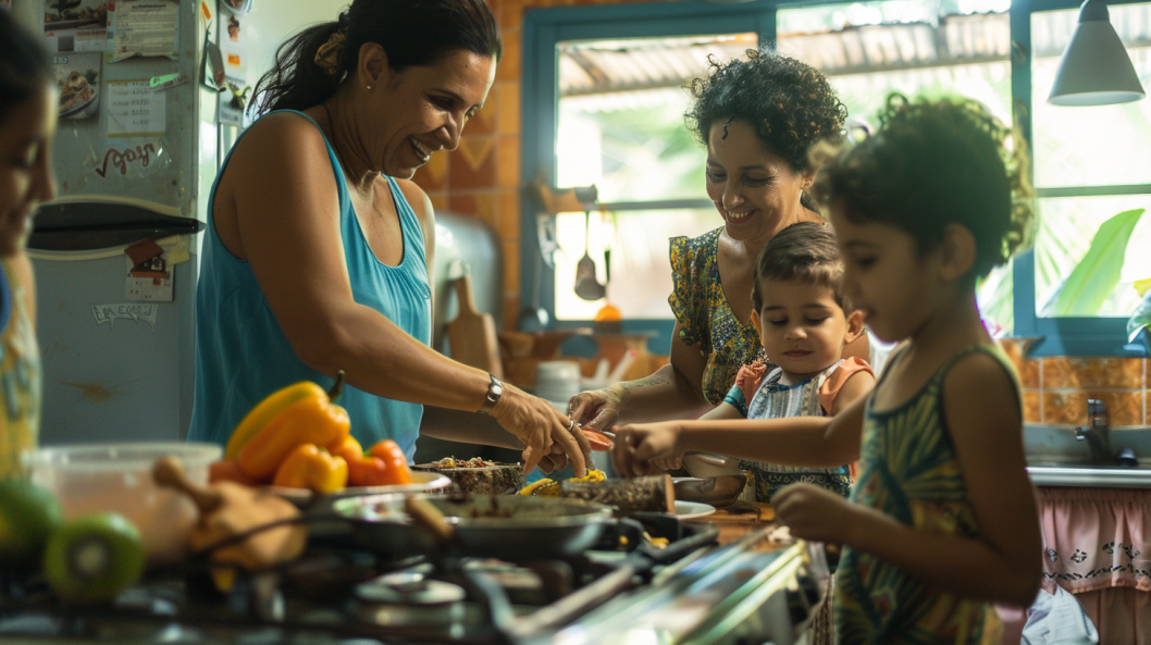 familia brasileira na cozinha